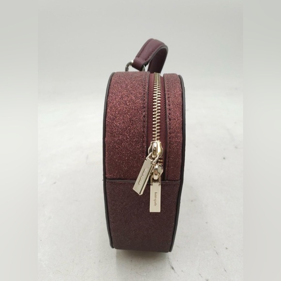 Kate Spade Glitter Heart-Shaped Top Handle Mini Bag in Burgundy - Picture 3 of 9